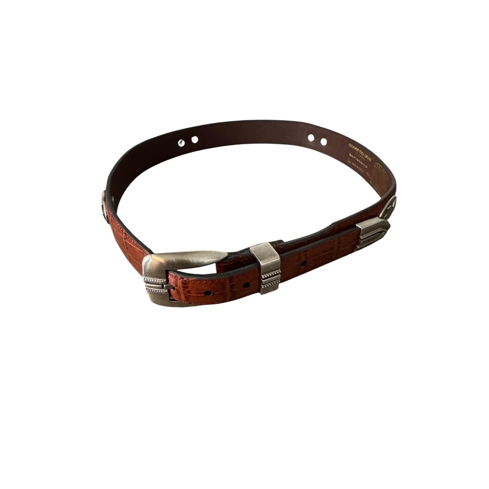 Zep-Pro Mississippi State Bulldogs Croc Leather Belt Brown Silver Size 32 MSU